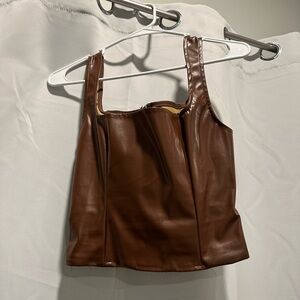 Brown leather tank top